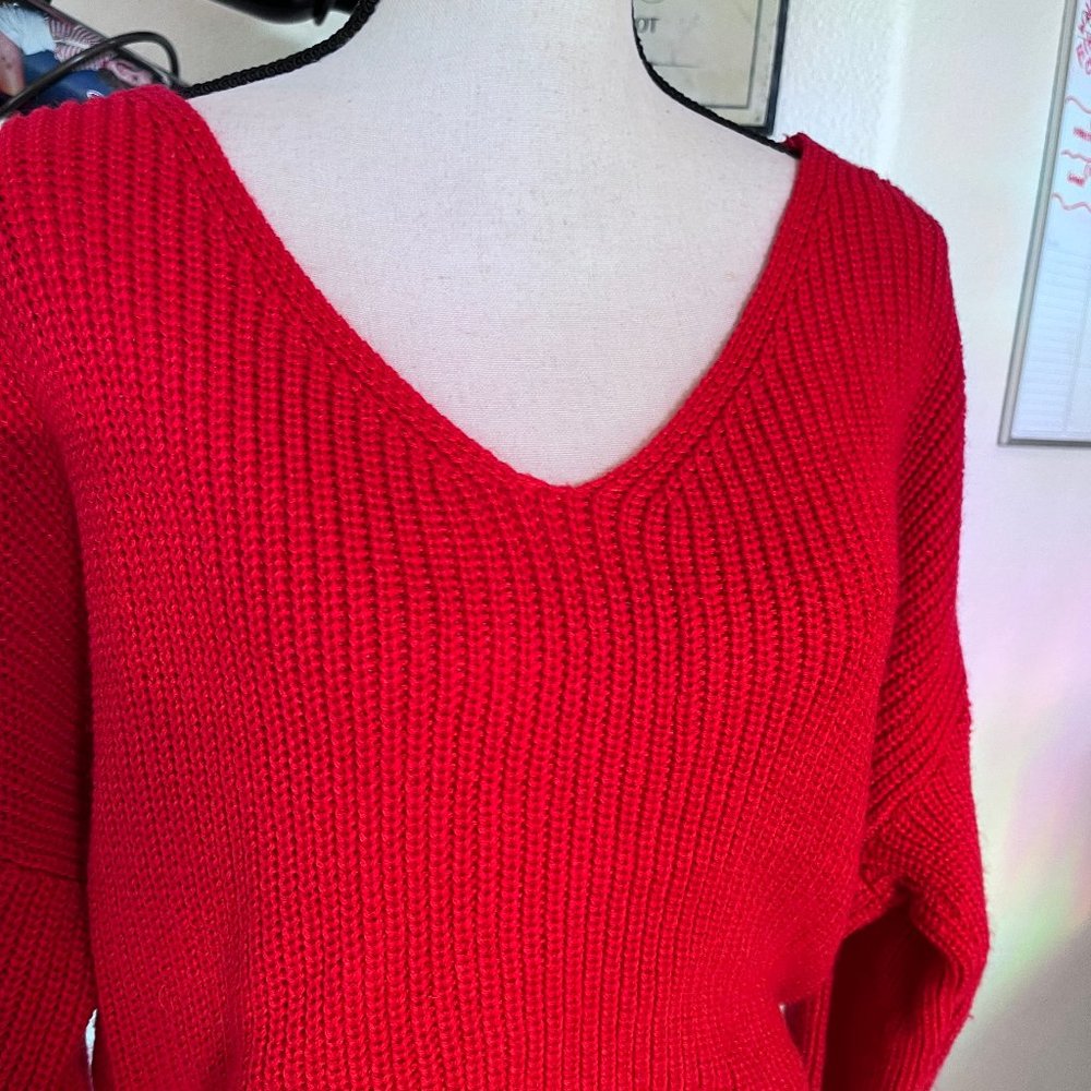 PPLA Ribbed Rio Knit Twist Back Sweater Size M - Picture 2 of 7